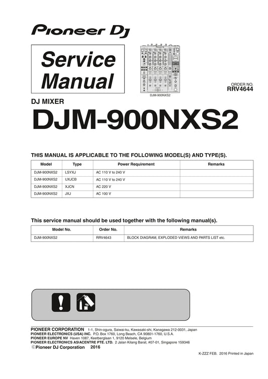 Pioneer DJM-900NXS2 DJ Mixer Service Manual (Pages: 81)