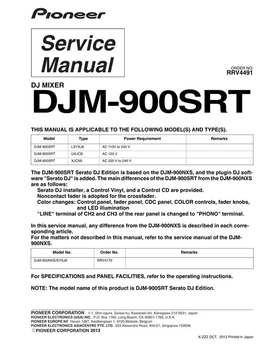 Pioneer DJM-900SRT DJ Mixer Service Manual (Pages: 118)