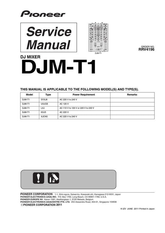 Pioneer DJM-T1 DJ Mixer Service Manual (Pages: 150)
