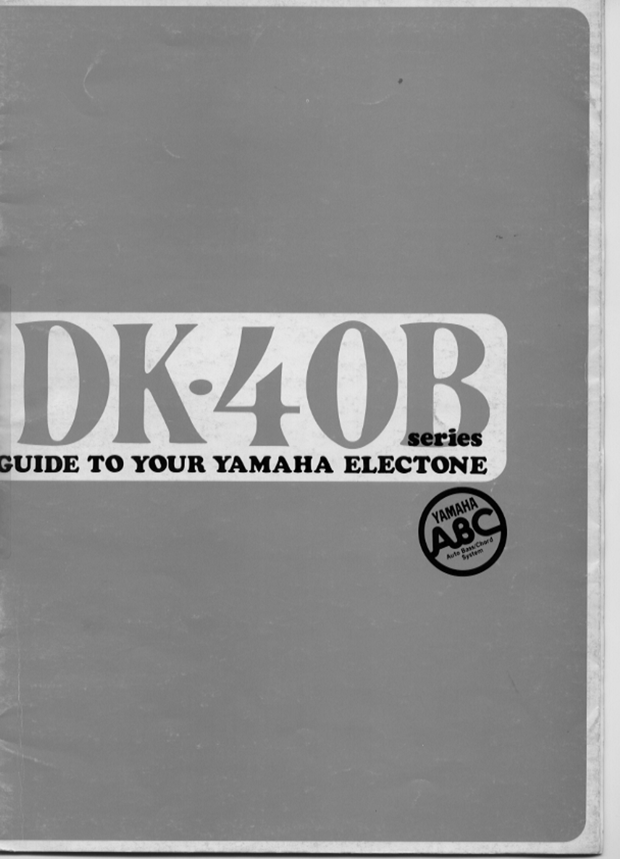 Yamaha DK-40B Electone Organ Owner's/ User Manual (Pages: 20)