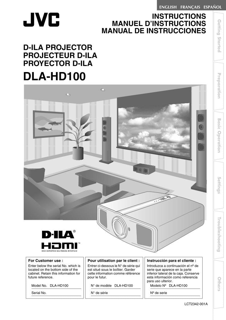 JVC DLAHD100BU Projector Operating Manual