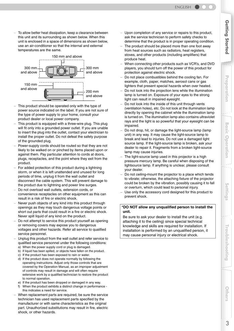 JVC DLAHD100BU Projector Operating Manual