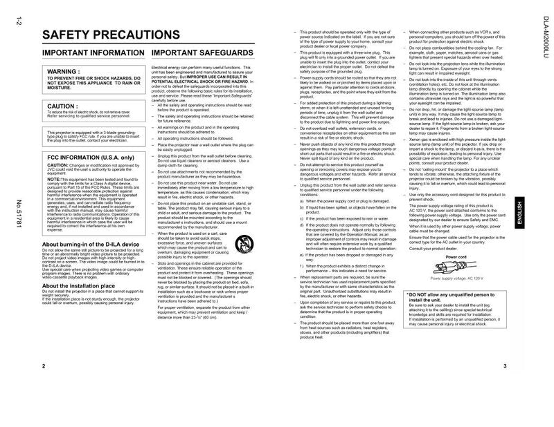 JVC DLAM2000LE DLAM2000LU Projector Operating Manual