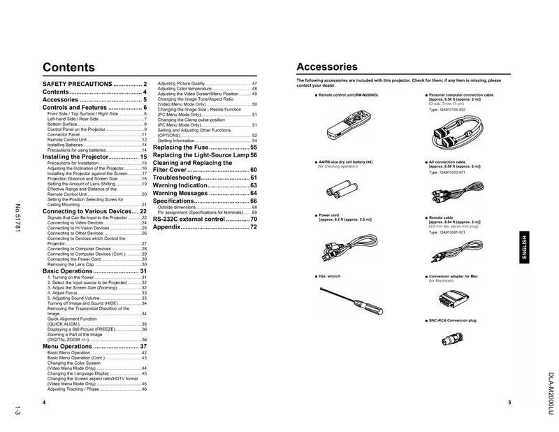 JVC DLAM2000LE DLAM2000LU Projector Operating Manual