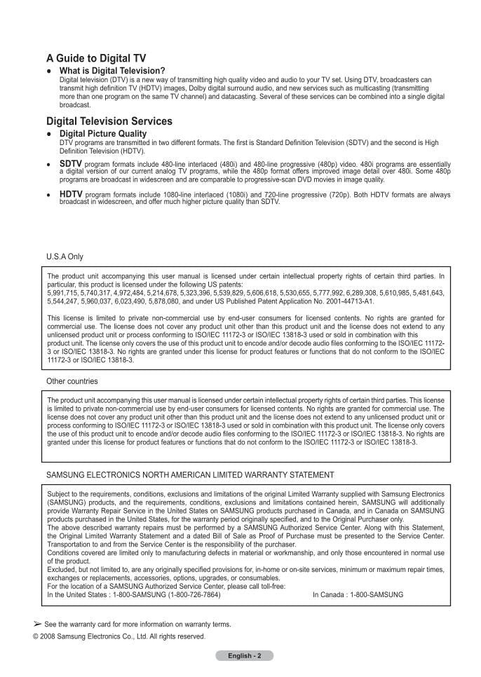 Samsung LH23PTTMBC/ZD LN32A550P3FX2C LN32A550P3FXZAAA03 TV Operating Manual