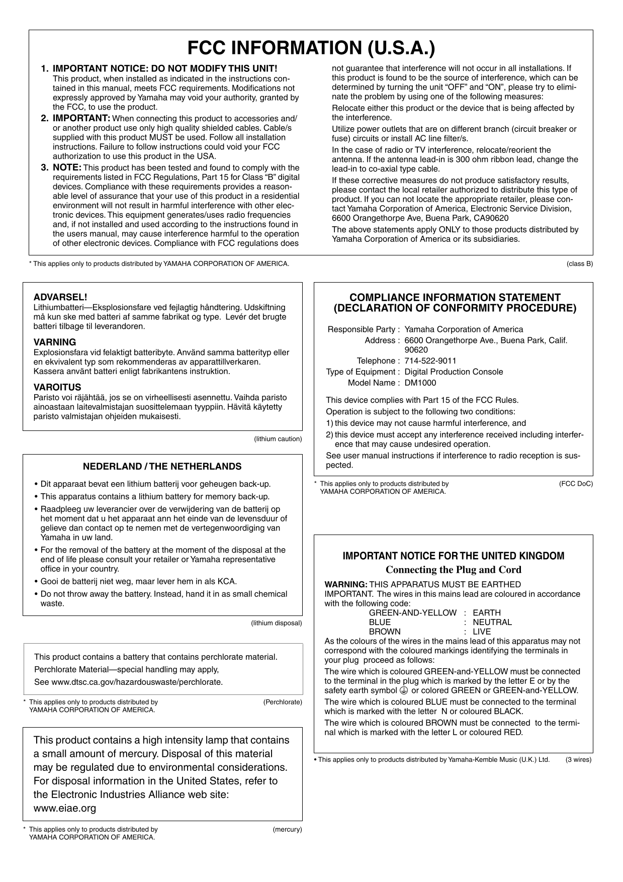 Yamaha DM1000 Digital Production Console Mixer Owner's/ User Manual (Version 2) (Pages: 388)