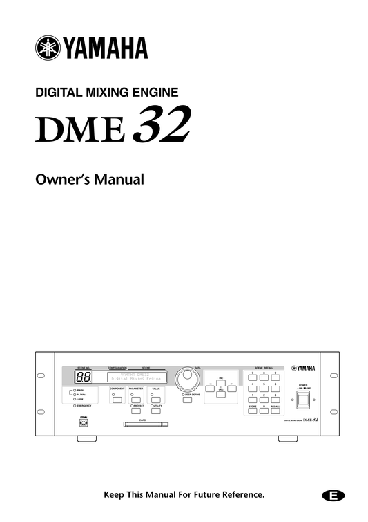 Yamaha DME32 Digital Mixing Engine Owner's/ User Manual (Pages: 296)