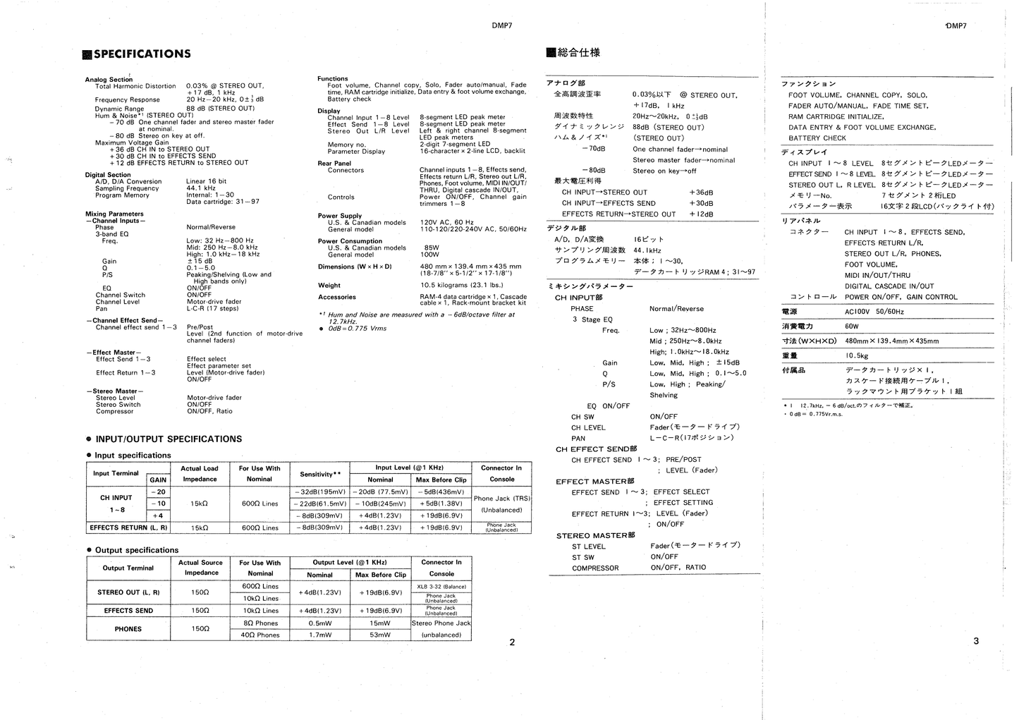 Yamaha DMP7 Digital Mixing Console Service Manual (Pages: 79)