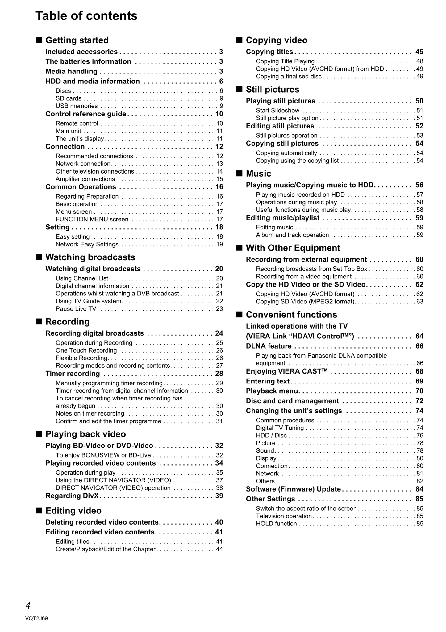 Panasonic DMR-BW780 & DMR-BW880 Blu-Ray Player Owner's/ User Manual (Pages: 112)