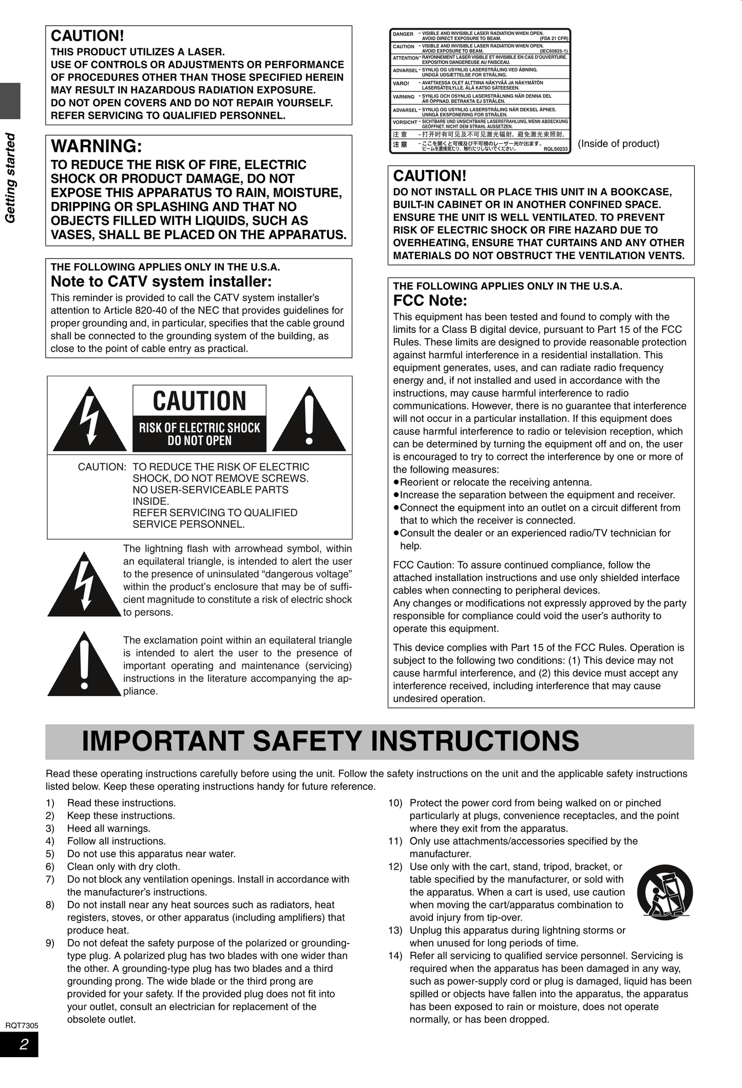 Panasonic DMR-E85H DVD Player/ Recorder Owner's/ User Manual (Pages: 75)