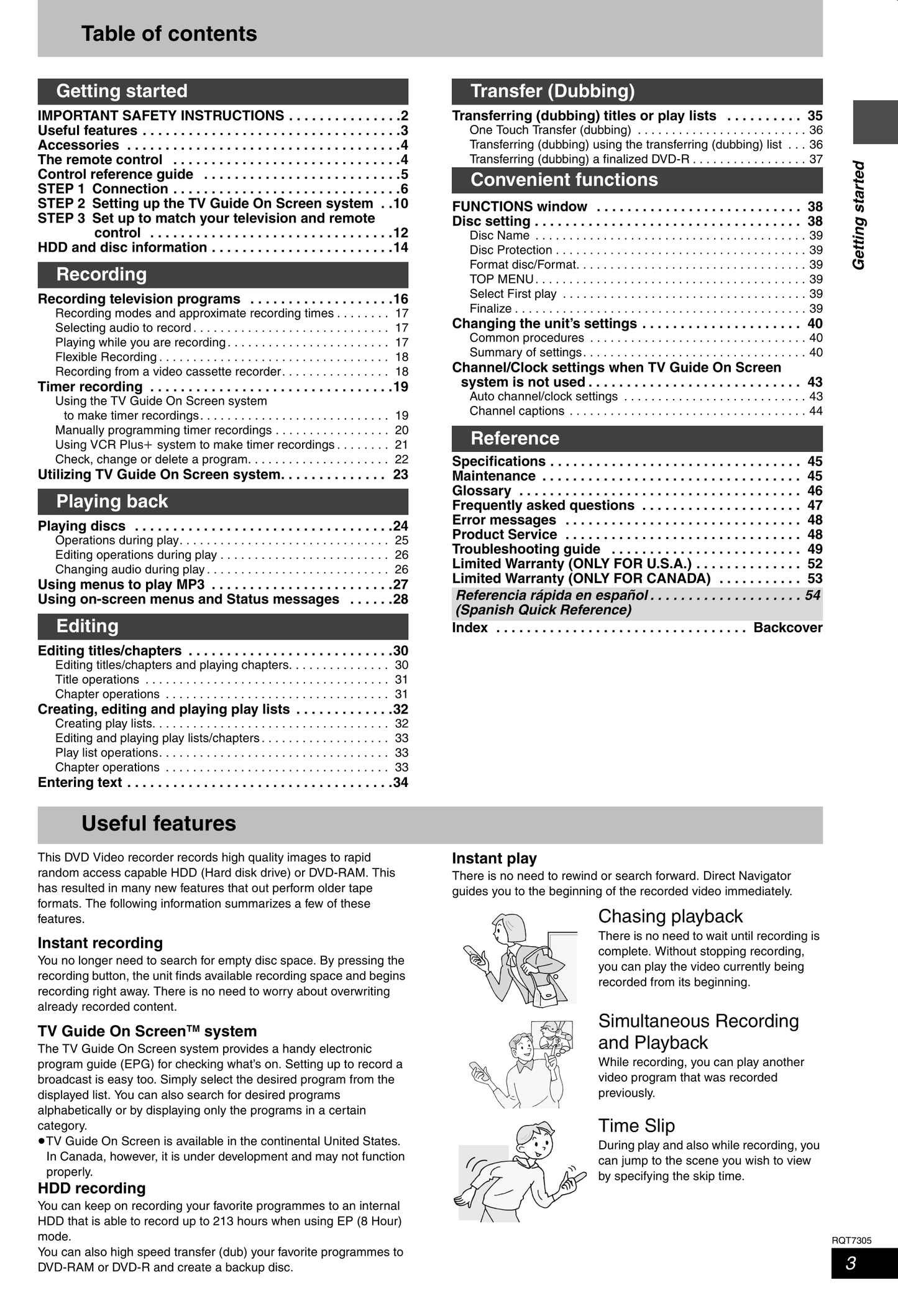 Panasonic DMR-E85H DVD Player/ Recorder Owner's/ User Manual (Pages: 75)