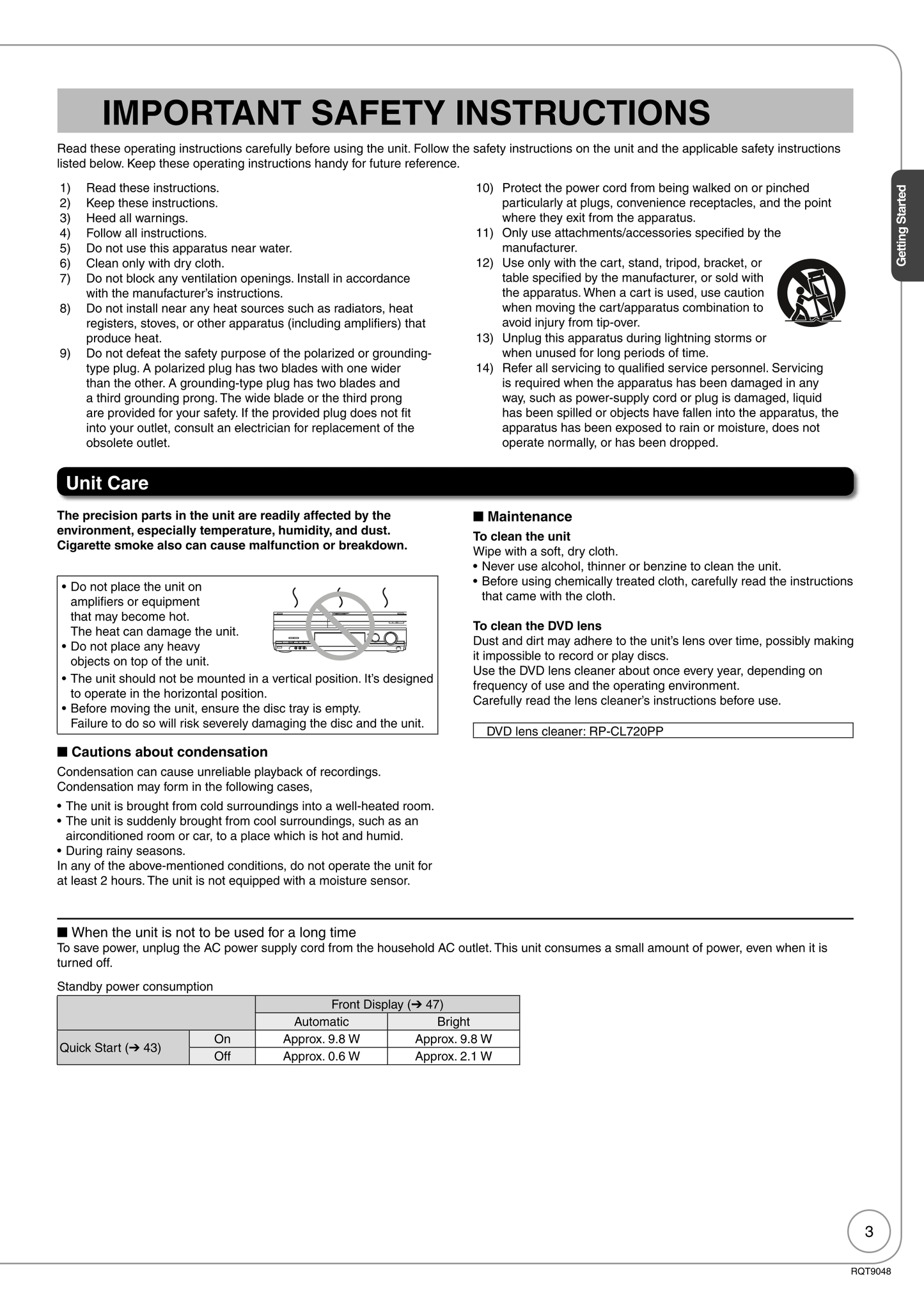 Panasonic DMR-EA18 DVD Video Recorder Owner's/ User Manual (Pages: 76)