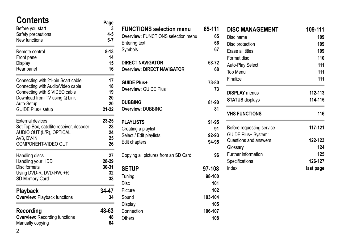 Panasonic DMR-EH80V DVD/VCR Combo Owner's/ User Manual (Pages: 128)