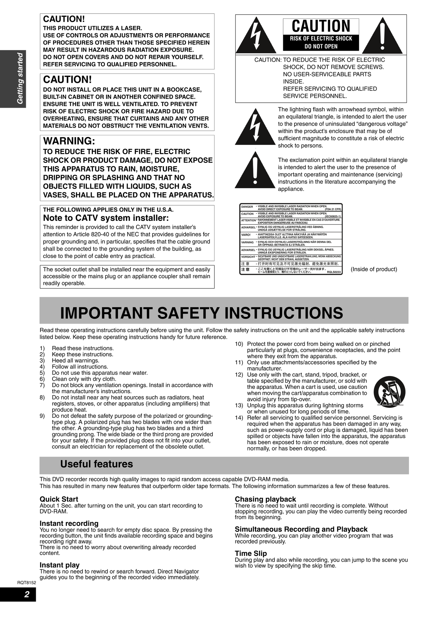 Panasonic DMR-ES20 DVD Player/ Recorder Owner's/ User Manual (Pages: 48)