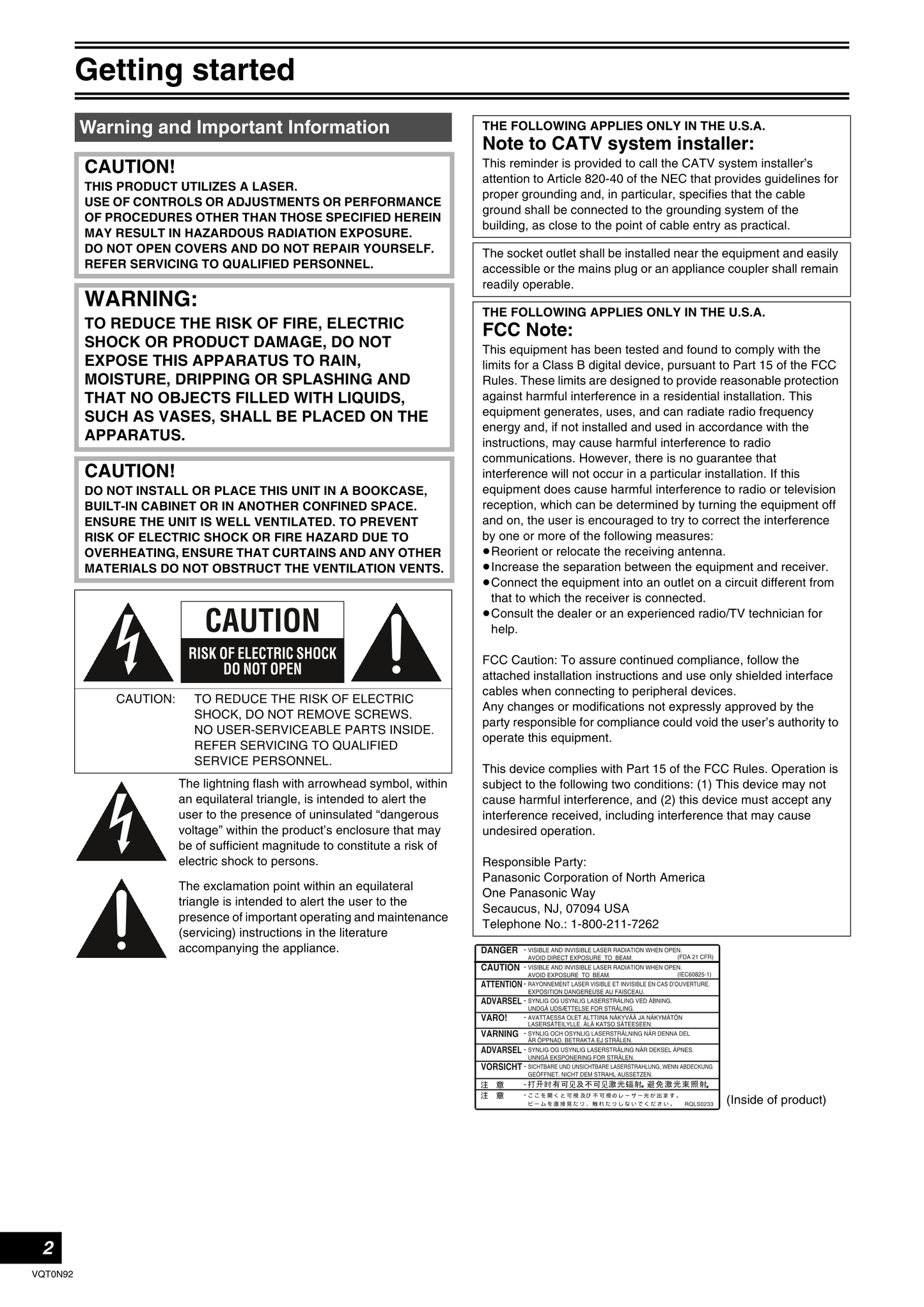 Panasonic DMR-ES30V DVD/VCR Combo Owner's/ User Manual (Pages: 84)