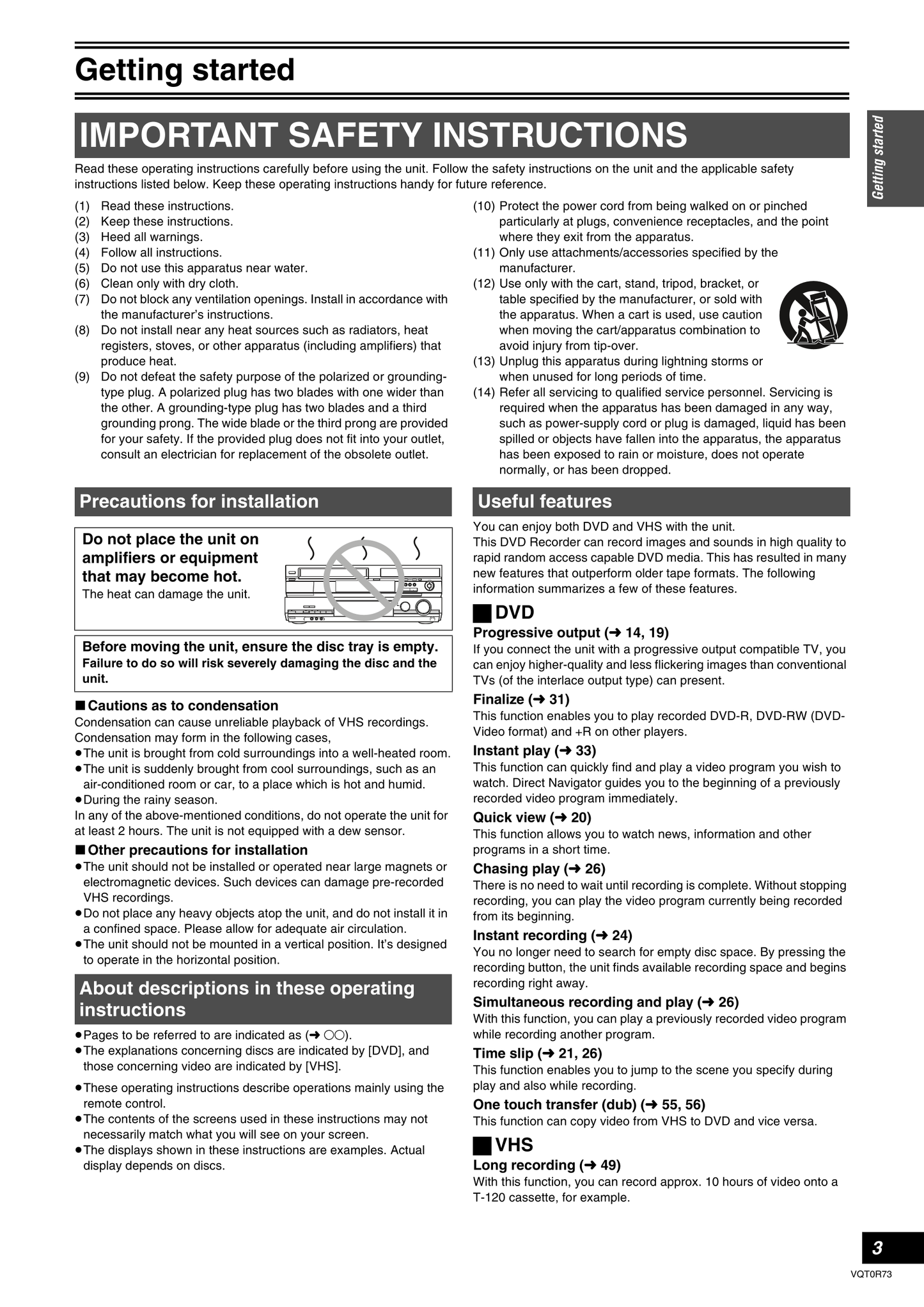 Panasonic DMR-ES40V DVD/VCR Combo Owner's/ User Manual (Pages: 80)