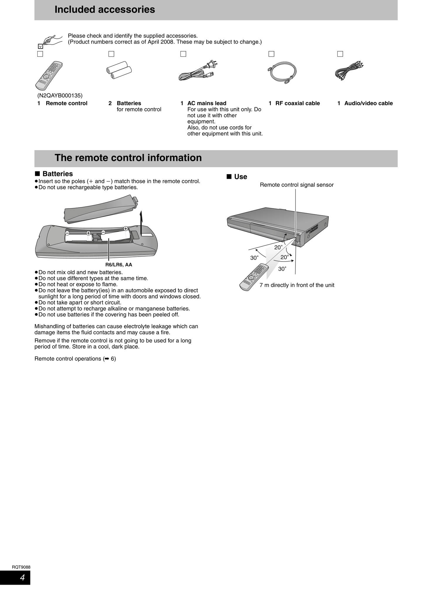 Panasonic DMR-EX78 & DMR-EX88 DVD Player/ Recorder Owner's/ User Manual (Pages: 88)