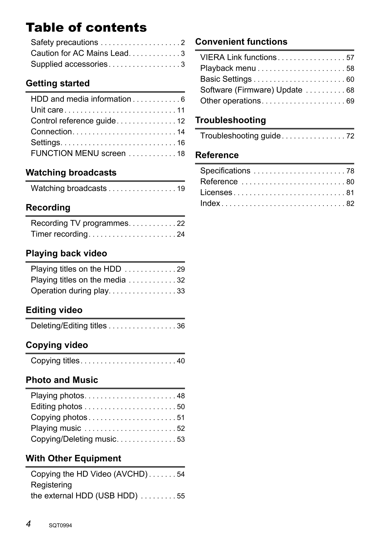 Panasonic DMR-EX97 DVD Player/ Recorder Owner's/ User Manual (Pages: 84)