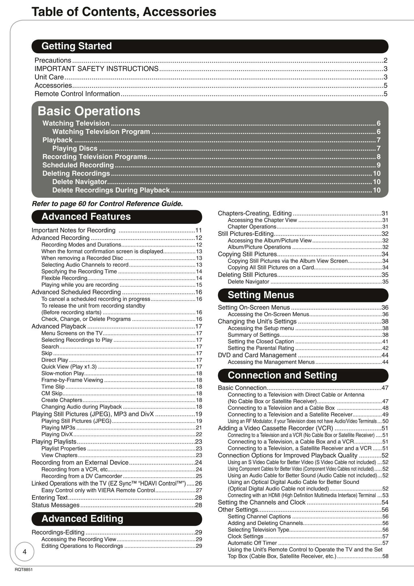 Panasonic DMR-EZ27 DVD Player/ Recorder Owner's/ User Manual (Pages: 84)