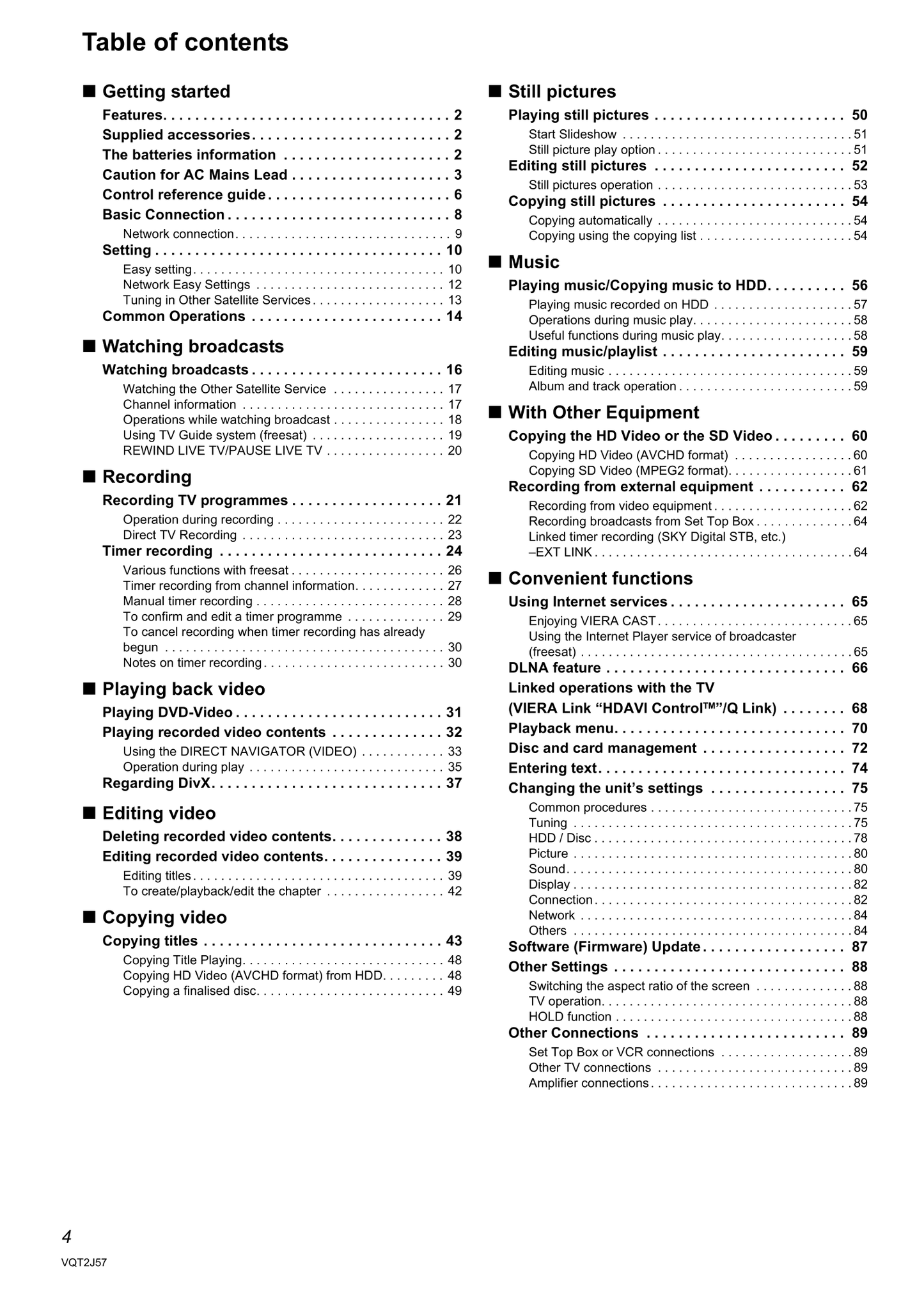 Panasonic DMR-XS380 DVD Player/ Recorder Owner's/ User Manual (Pages: 124)