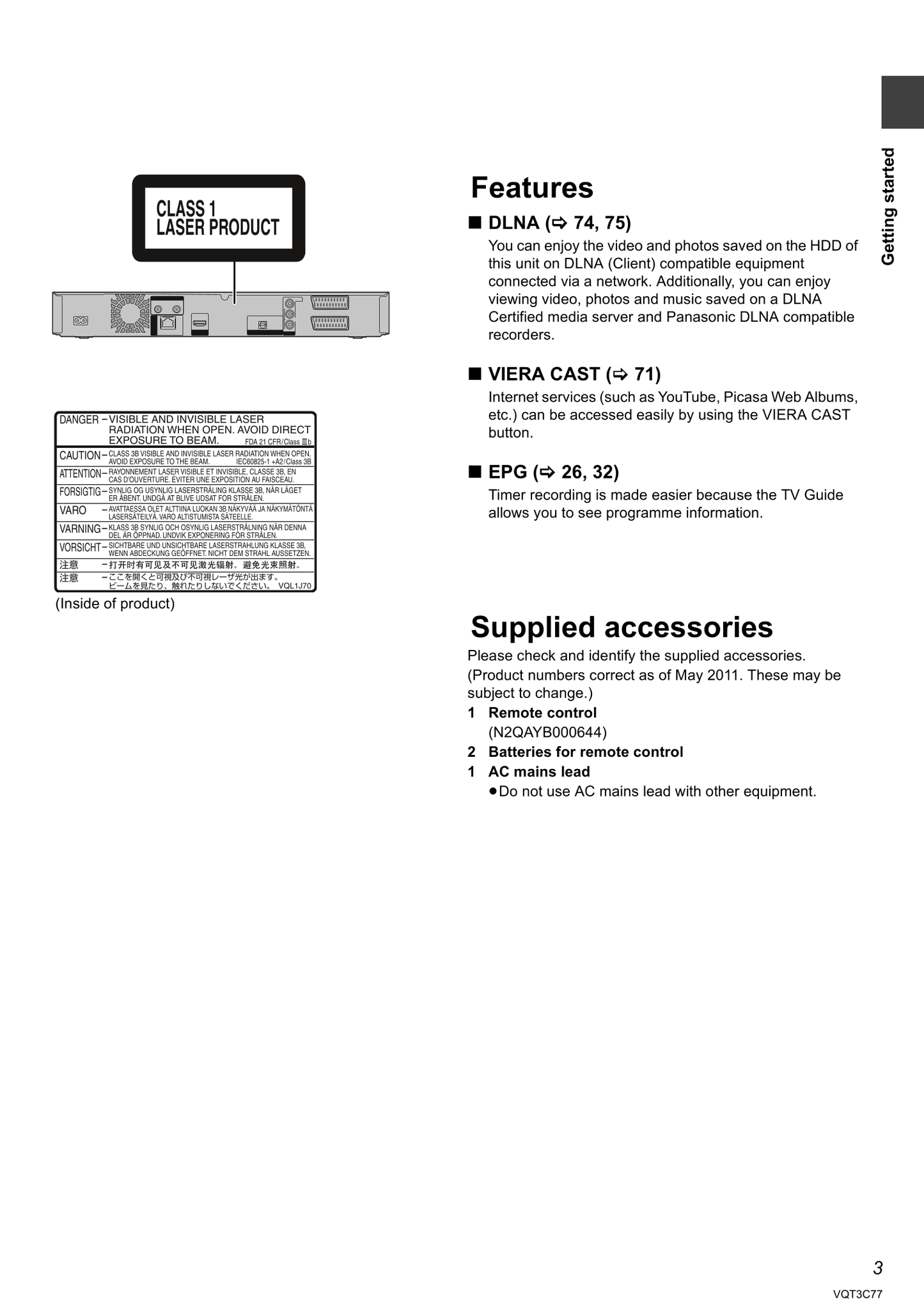 Panasonic DMR-XS400 DVD Player/ Recorder Owner's/ User Manual (Pages: 112)