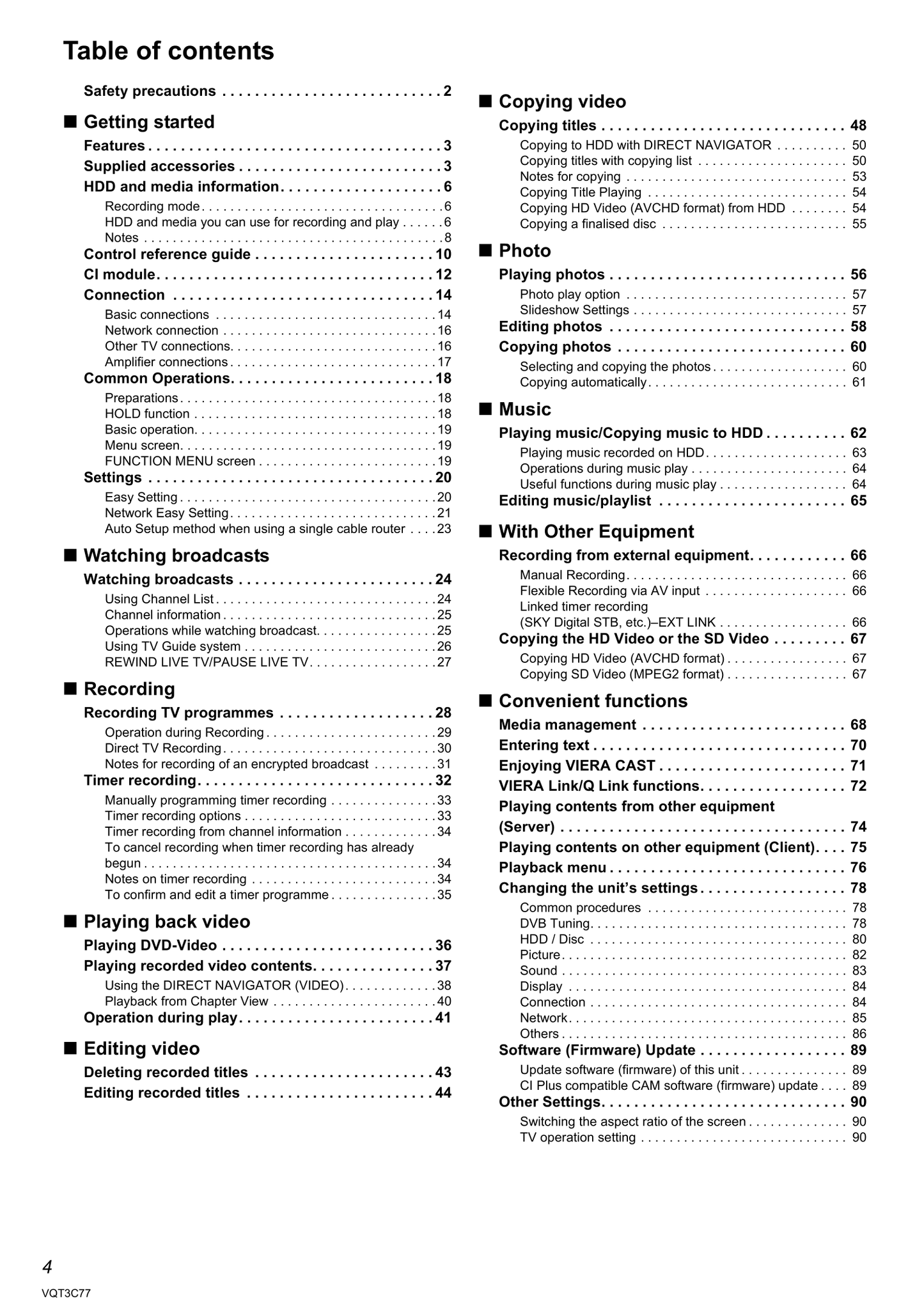 Panasonic DMR-XS400 DVD Player/ Recorder Owner's/ User Manual (Pages: 112)