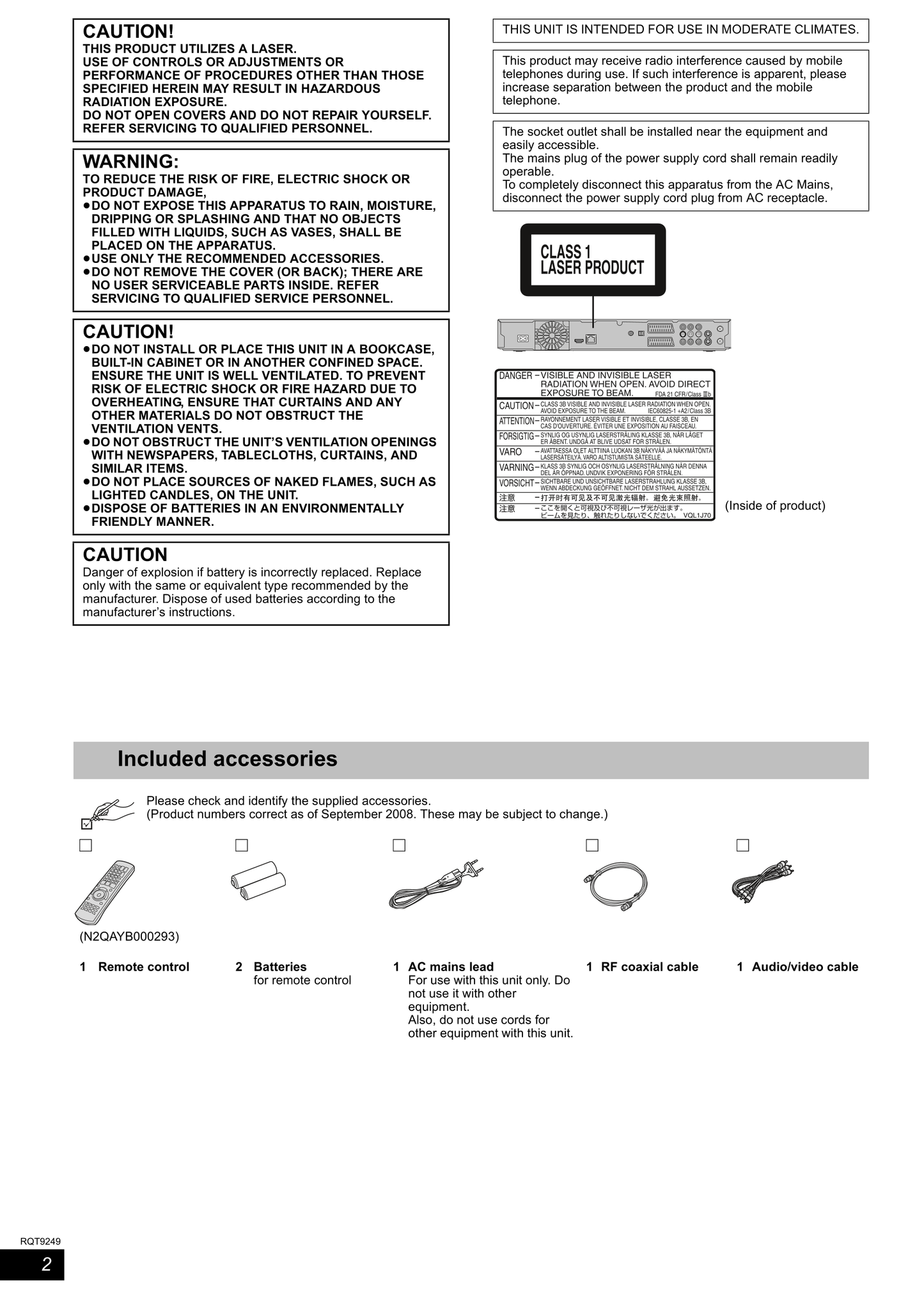 Panasonic DMR-XW400 DVD Player/ Recorder Owner's/ User Manual (Pages: 116)