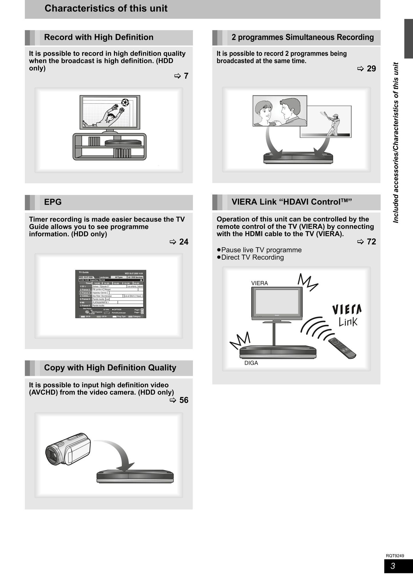 Panasonic DMR-XW400 DVD Player/ Recorder Owner's/ User Manual (Pages: 116)