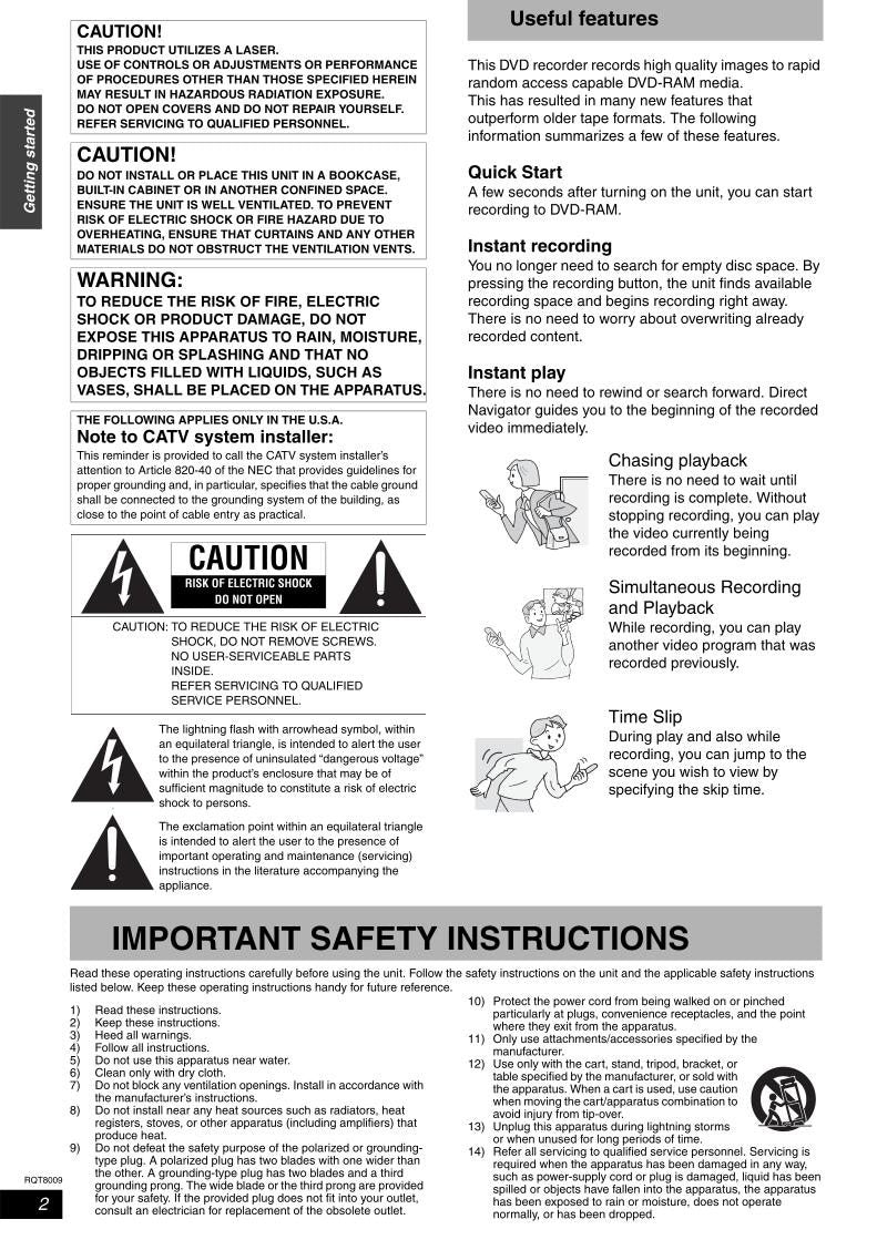 Panasonic DMRES10 DMRES10K DMRES10S DVD Recorder (DVDR) Operating Manual