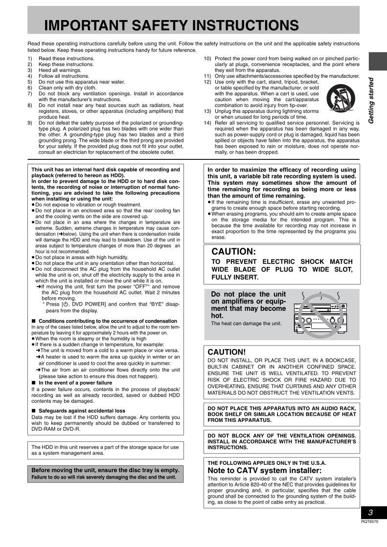 Panasonic DMRHS2 DVD Recorder (DVDR) Operating Manual