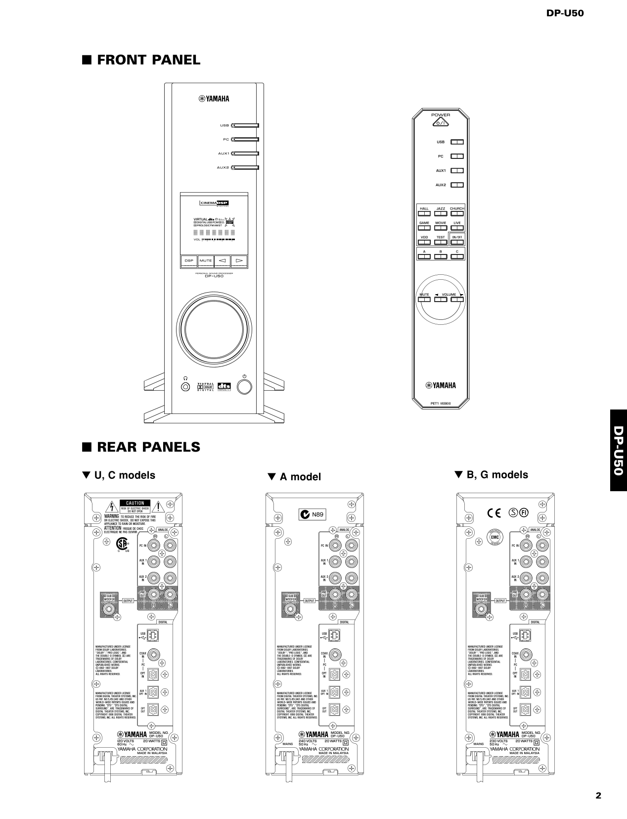 Yamaha DP-U50 Personal Sound Processor Service Manual (Pages: 46)