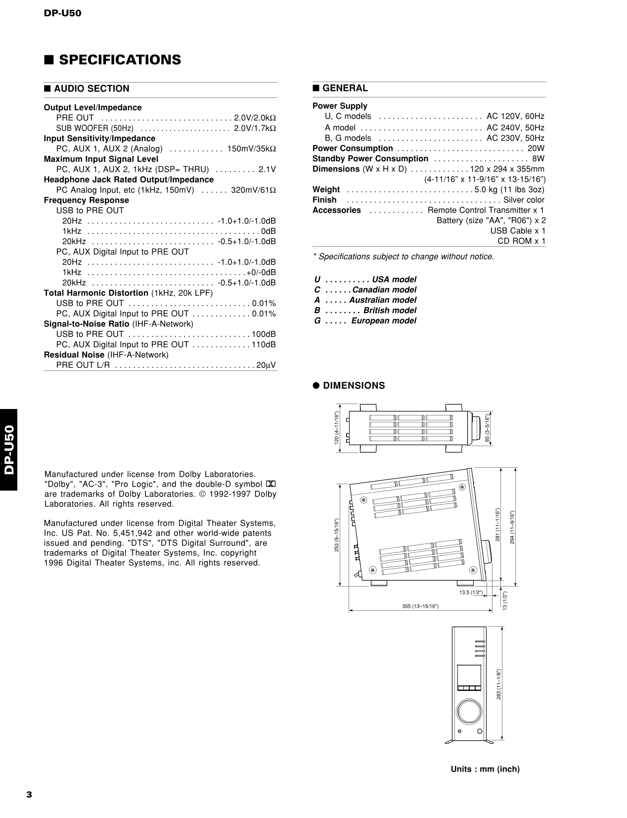 Yamaha DP-U50 Personal Sound Processor Service Manual (Pages: 46)