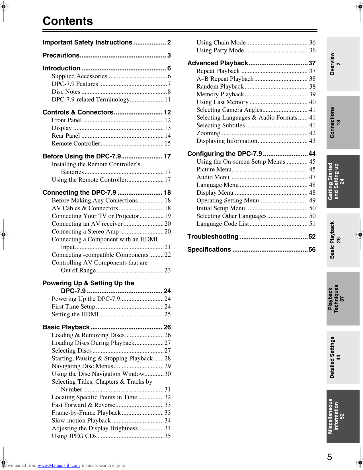 Integra DPC-7.9 DVD Changer Owner's/ User Manual (Pages: 56)