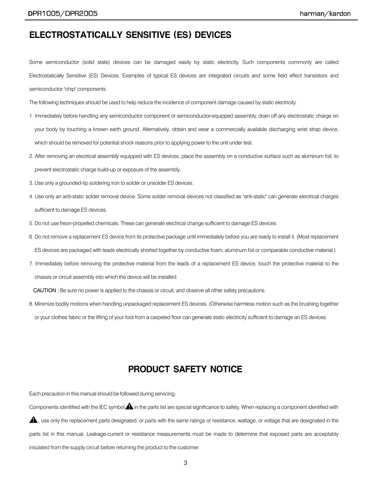 Harman/ Kardon DPR1005 & DPR2005 AV Receiver Service Manual (Pages: 127)