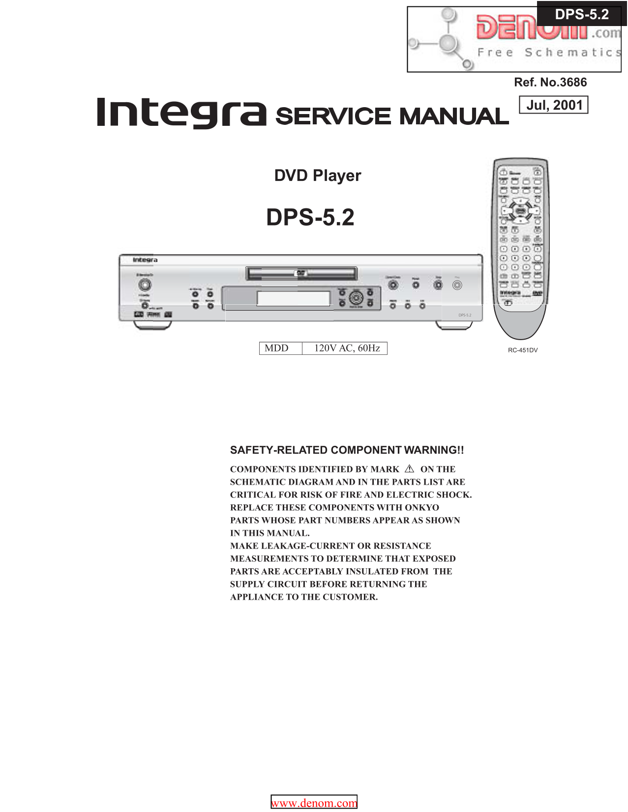 Integra DPS-5.2 DVD Player Service Manual (Pages: 40)