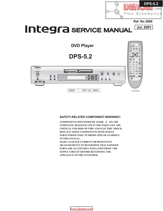 Integra DPS-5.2 DVD Player Service Manual (Pages: 40)