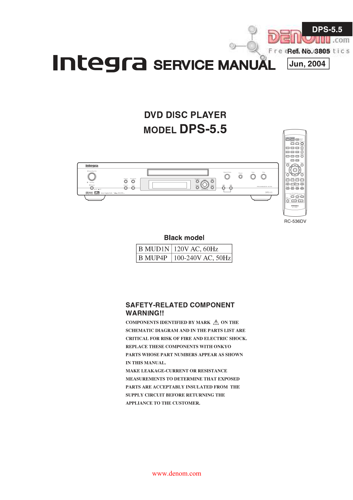 Integra DPS-5.5 DVD Player Service Manual (Pages: 88)