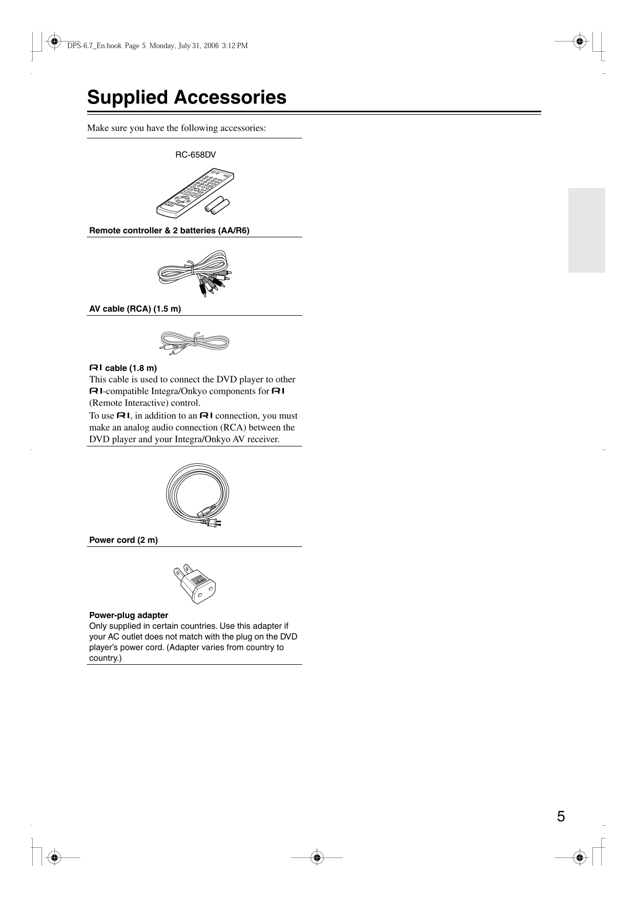 Integra DPS-6.7 CD/ DVD Player Owner's/ User Manual (Pages: 64)