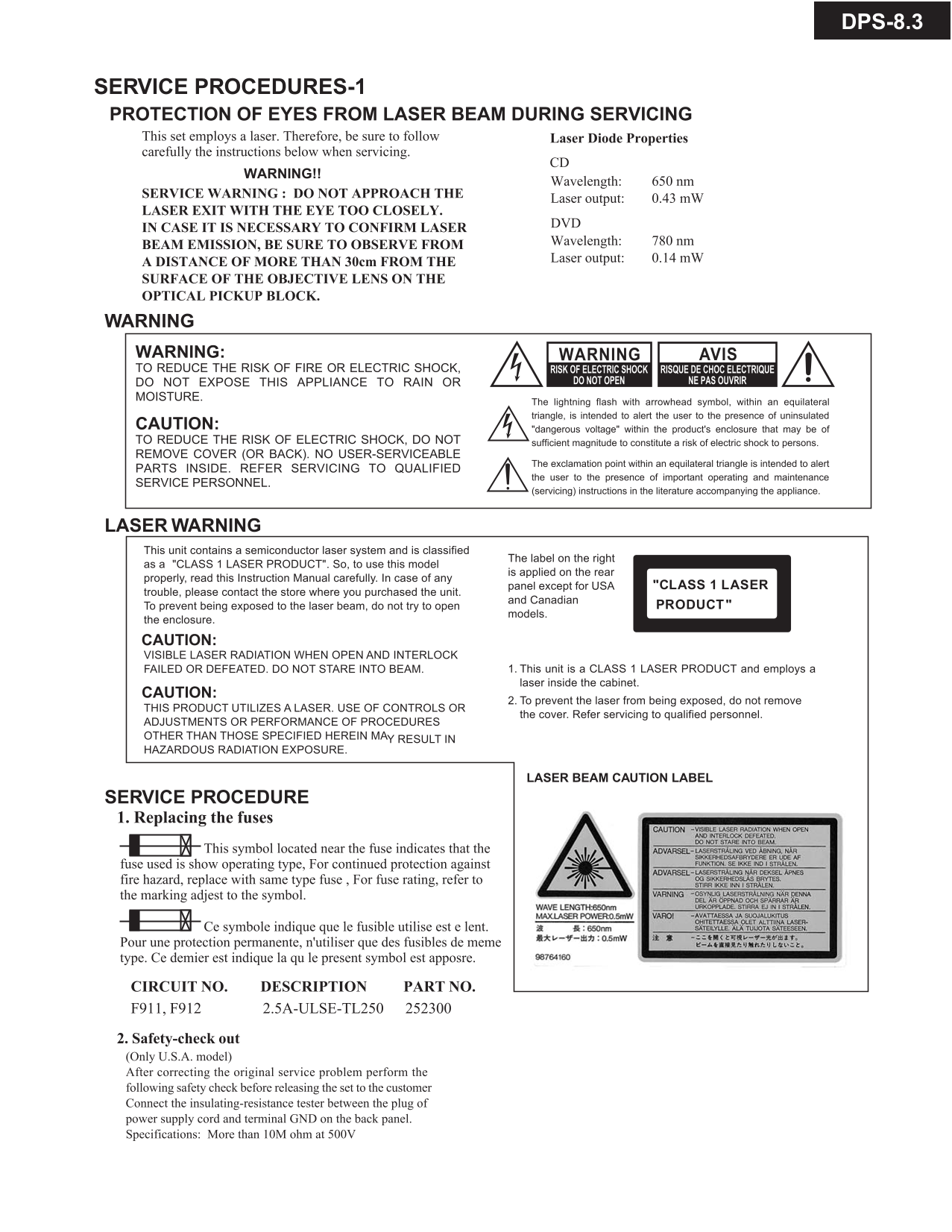 Integra DPS-8.3 DVD Player Service Manual (Pages: 99)