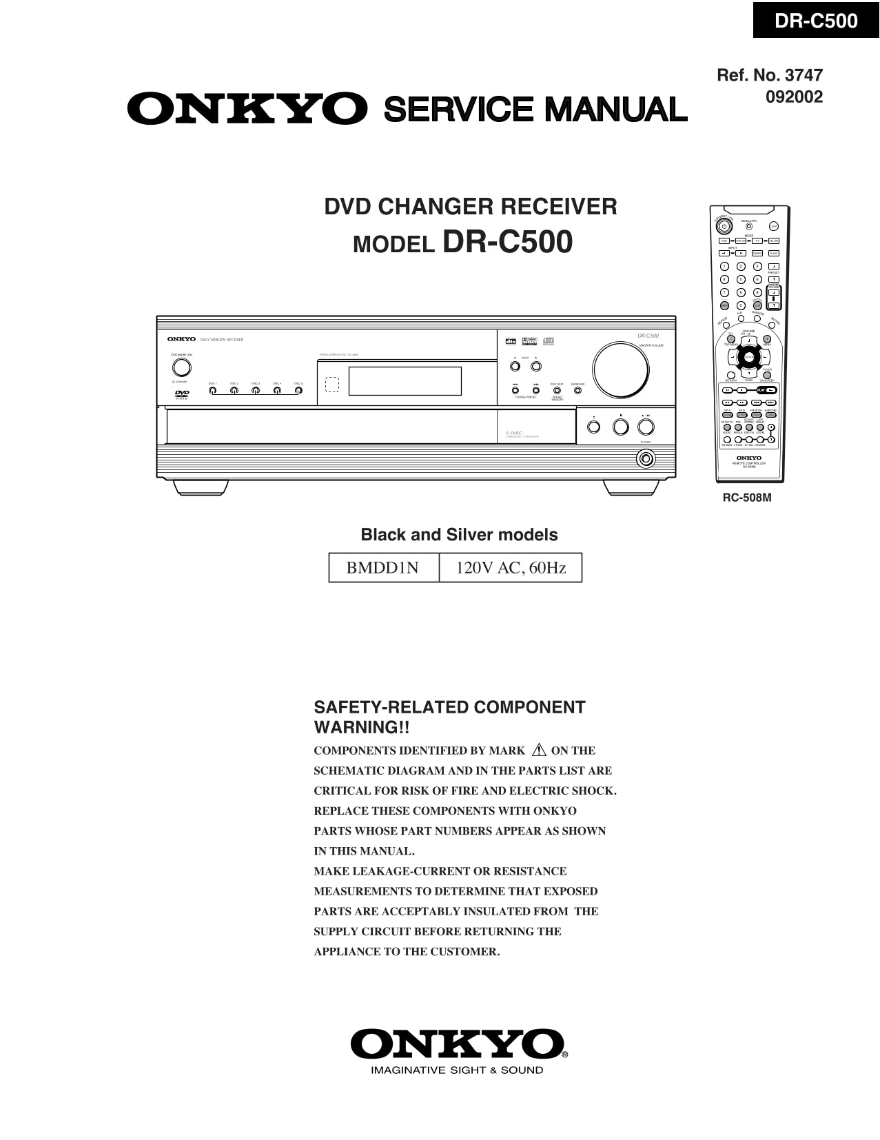 Onkyo DR-C500 DVD Player/ Receiver Service Manual (Pages: 56)