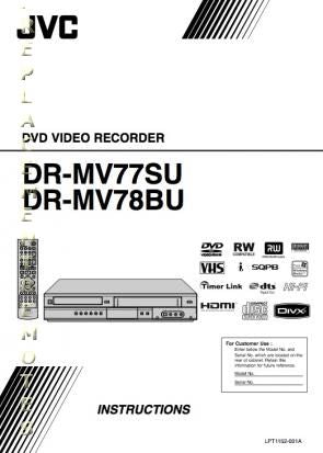 JVC DRMV77SU DRMV78BU DVD/VCR Combo Player Operating Manual