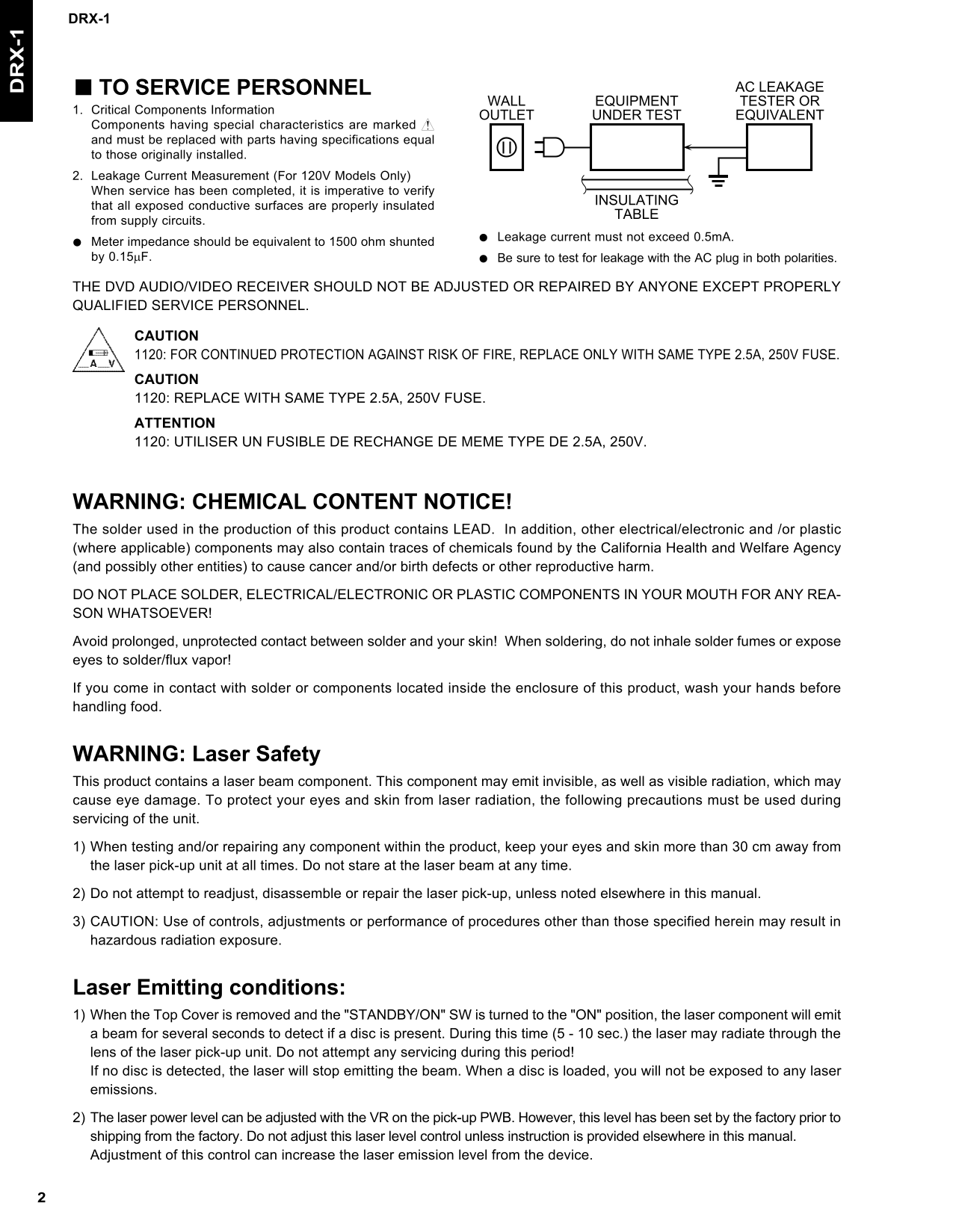 Yamaha DRX-1 DVD Recorder Service Manual (Pages: 192)