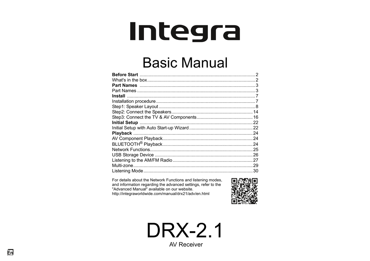 Integra DRX-2.1 AV Receiver Owner's/ User Manual (Pages: 32)