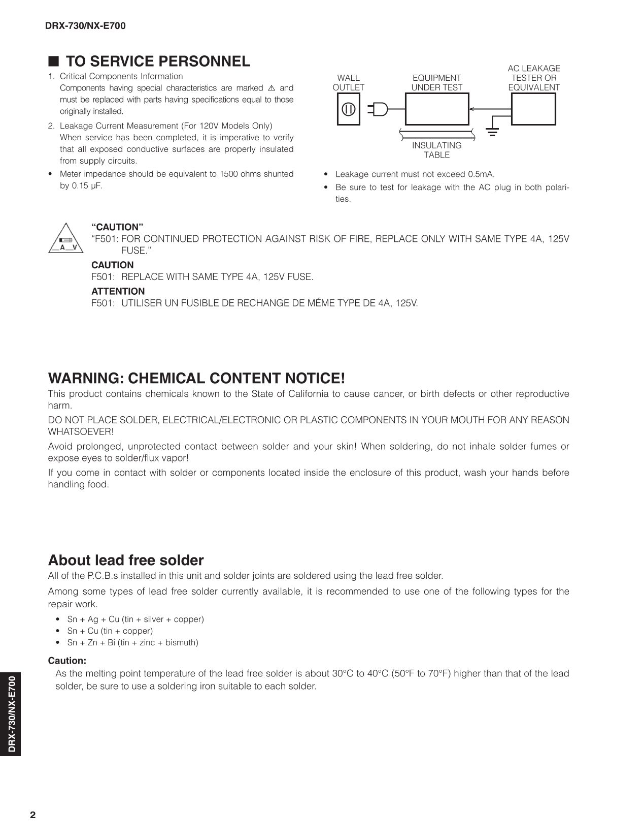 Yamaha DRX-730 & NX-E700 & MCR-730 Micro Component System Service Manual (Pages: 71)