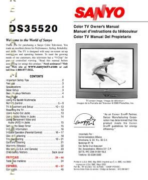 Sanyo DS35520 TV Operating Manual