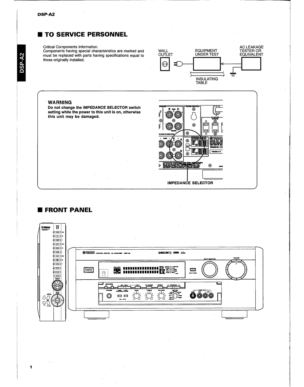 Yamaha DSP-A2 DSP/ AV Amplifier Service Manual (Pages: 86)