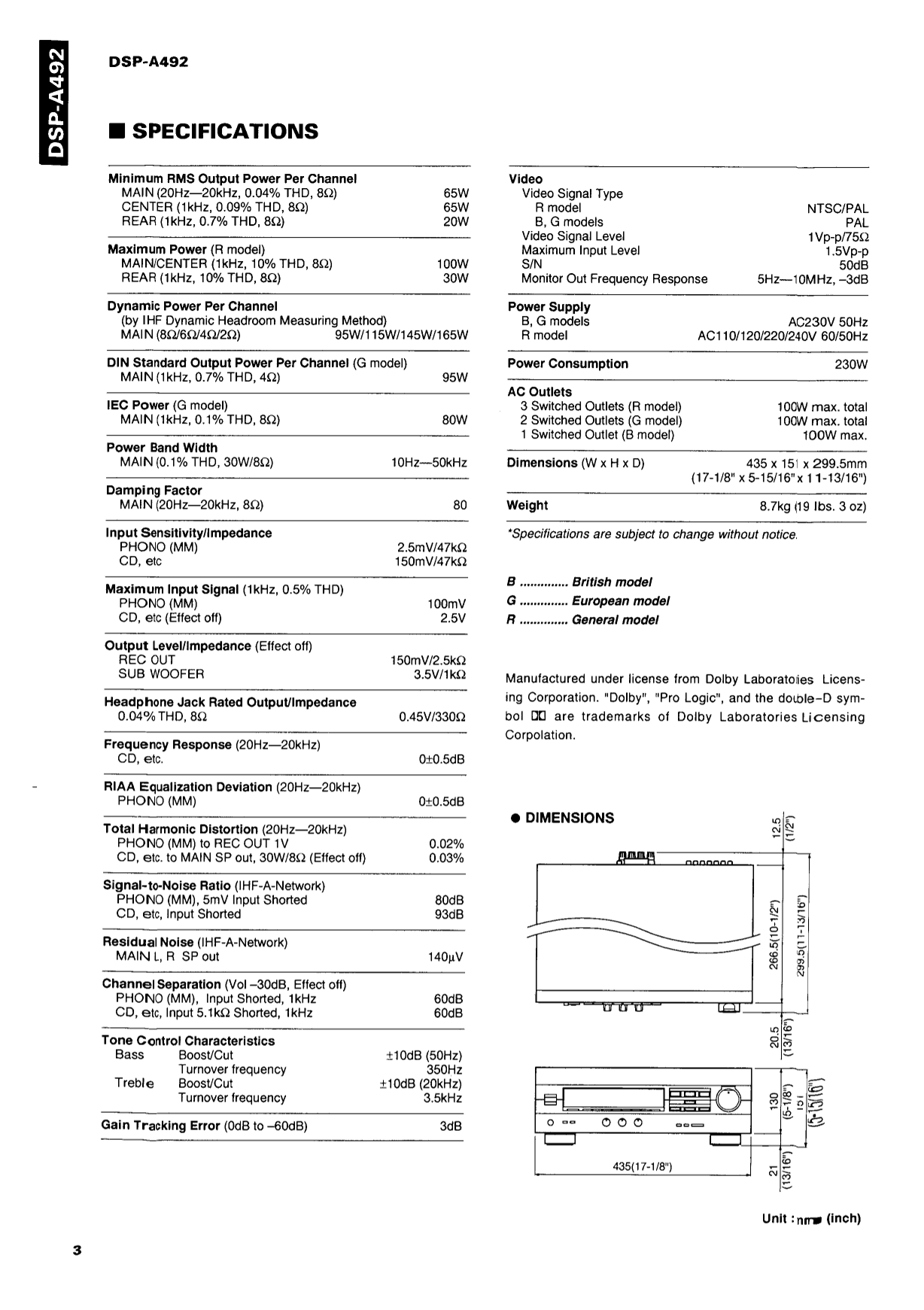 Yamaha DSP-A492 AV Amplifier Service Manual (Pages: 44)