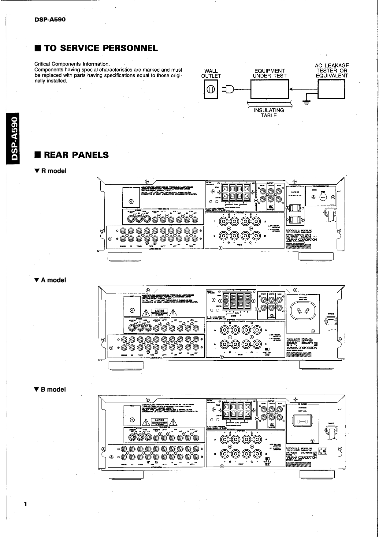 Yamaha DSP-A590 Digital Sound Processing Amplifier Service Manual (Pages: 35)