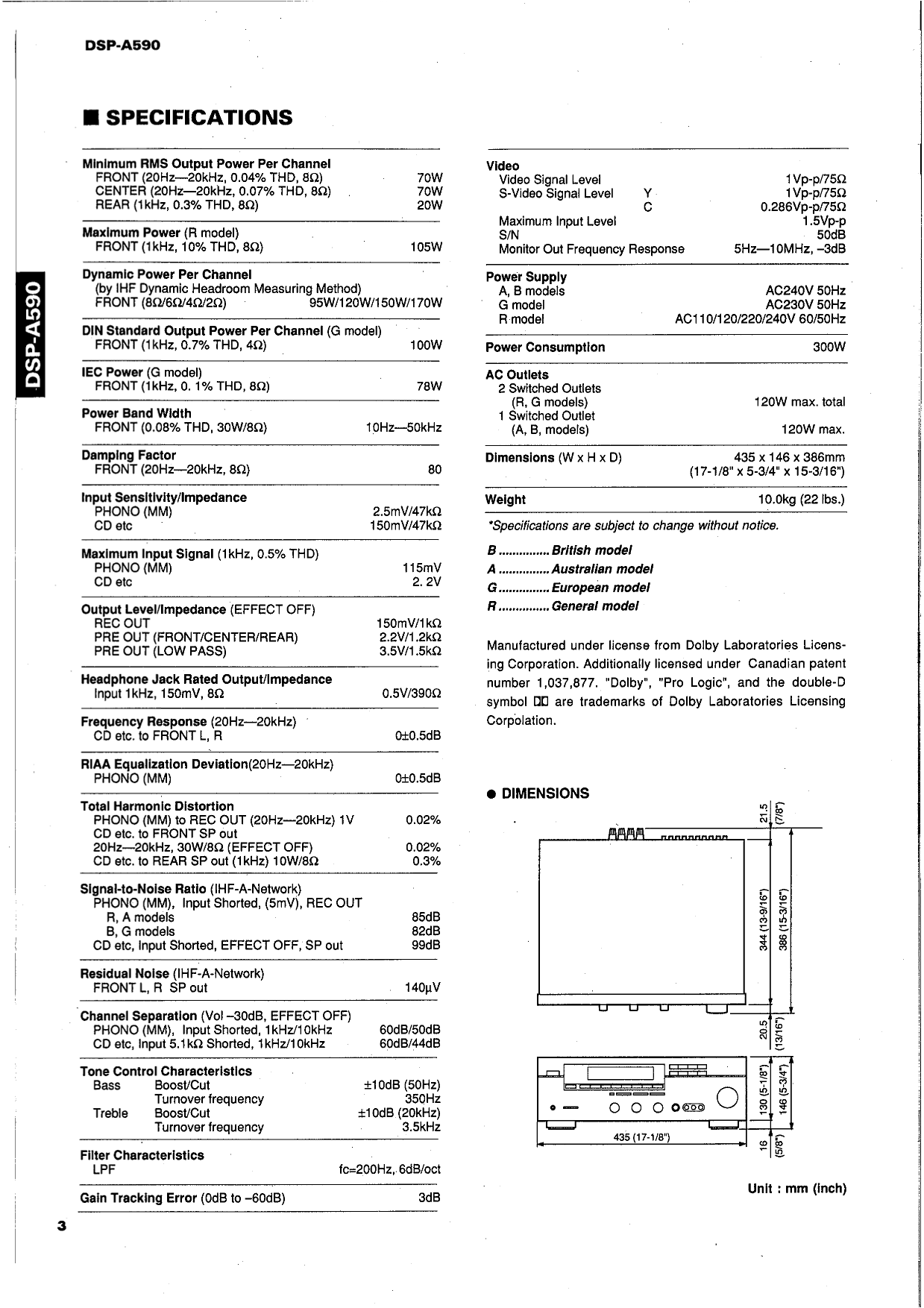 Yamaha DSP-A590 Digital Sound Processing Amplifier Service Manual (Pages: 35)