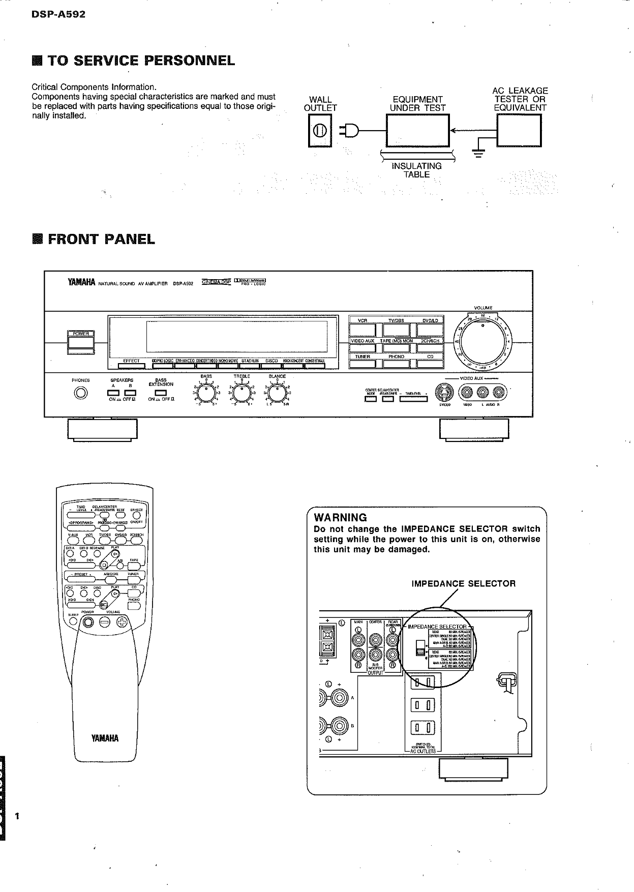 Yamaha DSP-A592 AV Amplifier Service Manual (Pages: 52)